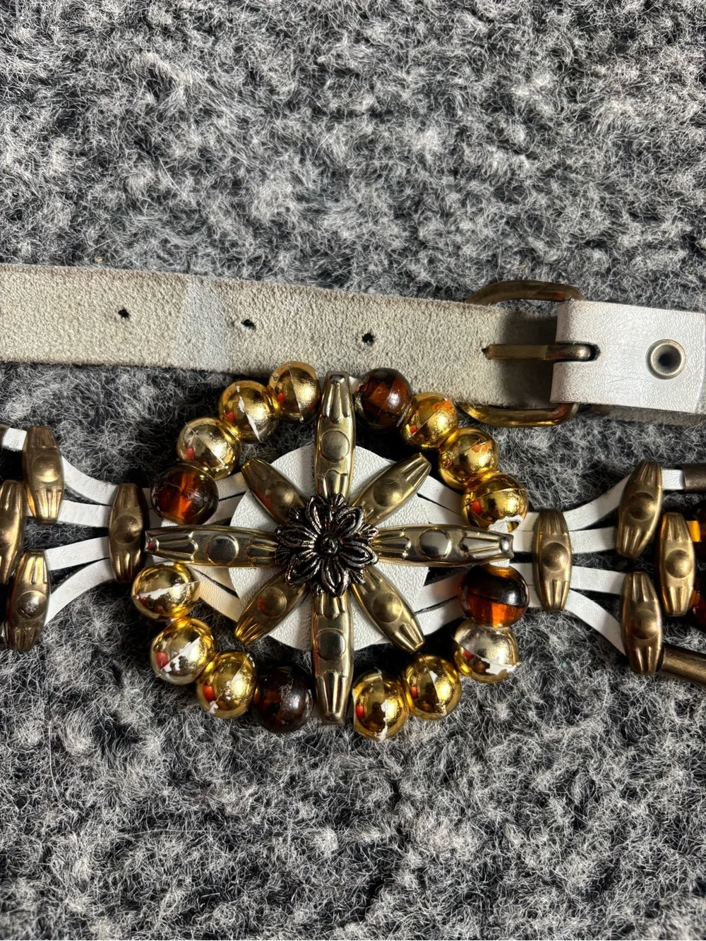 Women's Decorative Beaded Silver-Tone Waist Belt